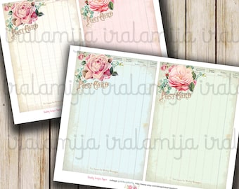 SHABBY LEDGER PAPER Collage Digital Images -printable download file-