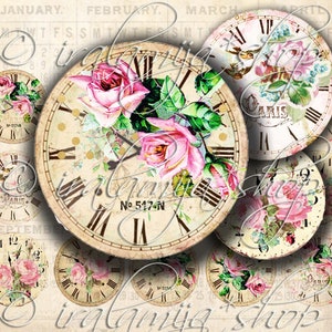 VINTAGE CLOCK Printable / Vintage Clock No 3 Digital Images / Clock / scrapbook paper/ Vintage Clock / Clock Printable /Vintage Clock