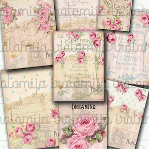 PINK SUGAR tags Collage Digital Images -printable download file- Digital Collage Sheet Vintage Paper Scrapbook Jewelry Holders