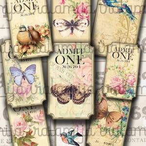 TICKETS / Ephemera Tickets - druckbare Download-Datei Digital Collage Sheet Vintage Papier Scrapbook - druckbare Tickets - Tickets