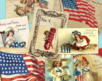 JULY 4th  collage Digital Images -printable download file-