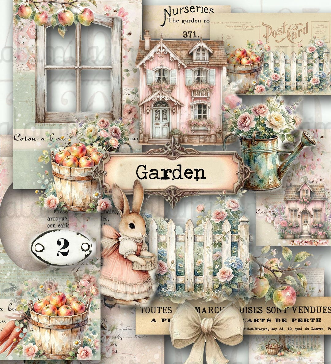 GARDEN STORIES Junk Journal Kit Printable Vintage Garden Ephemera Fussy ...