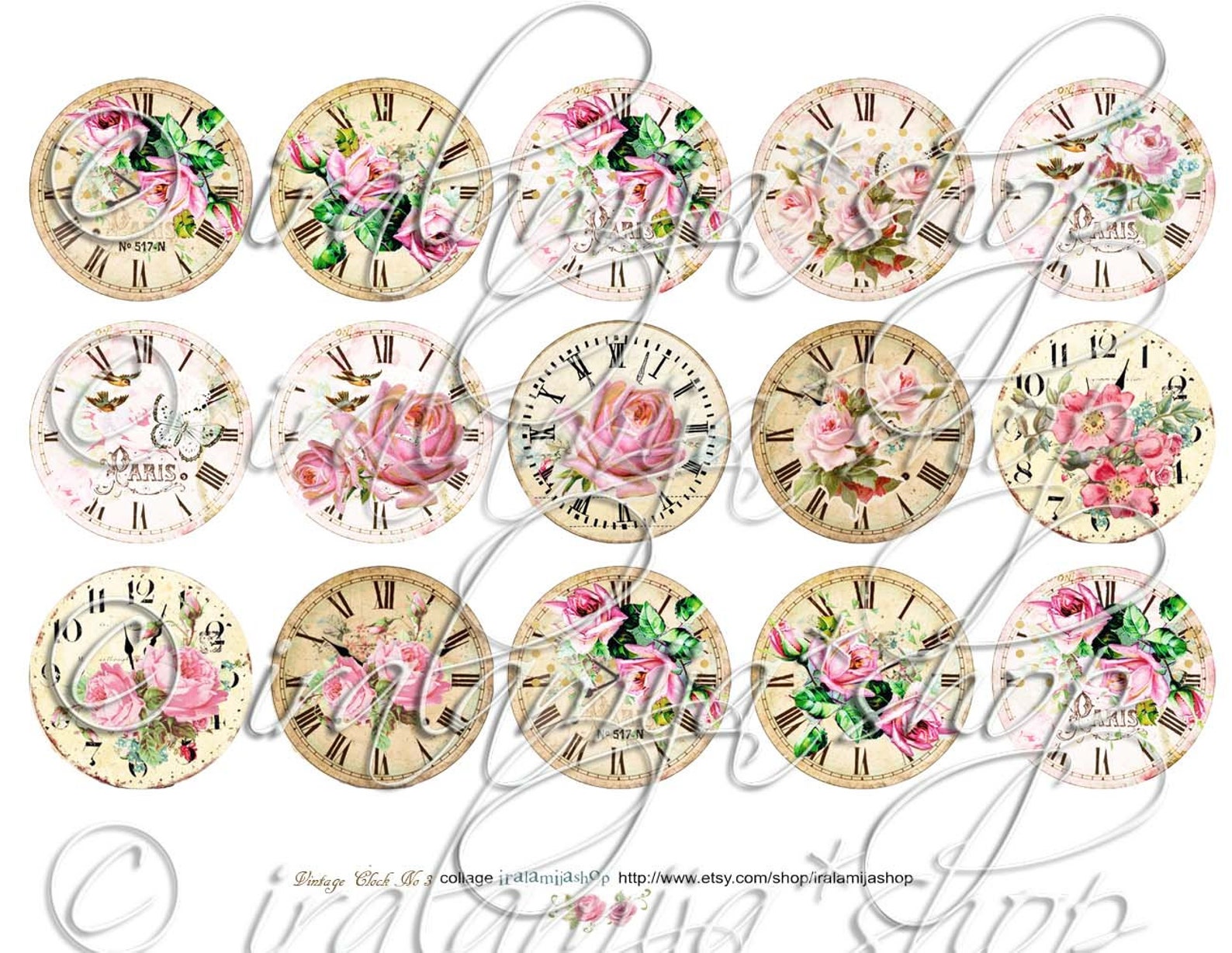 VINTAGE CLOCK Printable / Vintage Clock No 3 Digital Images / | Etsy