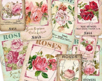 FINE ROSES Printable Images -printable download / Printable Roses/ Roses Seed Packet / Roses / Printable Vintage Roses / Seed Packets/ Roses