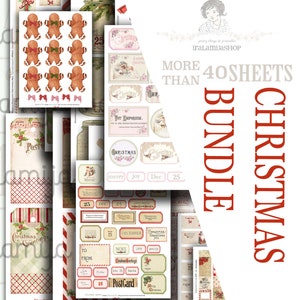 CHRISTMAS BUNDLE / Vintage Style Christmas Bundle / Digital download / printable Images / Vintage Paper/ Junk Journal / Craft Bundle /Tags