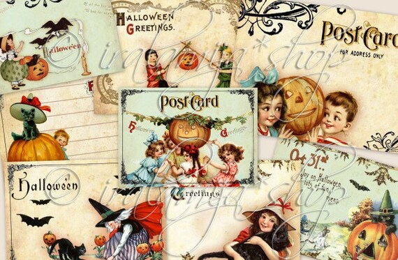 HALLOWEEN Junk Journal, Ephemera, Digital Download, Folio, Papercraft Projects, Cardmaking Kit, Vintage Halloween Cards, Tags, Cut Outs