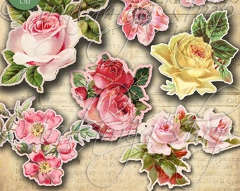 CUT OUT ROSeS No. 3 Printable Digital Images/printable Roses/ Scrapbook / Roses Printable / Vintage Roses /Cut Outs / Roses / Flowers / Rose