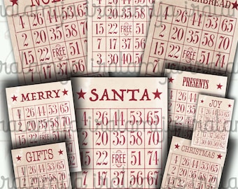 Printable Christmas Bingo Cards / SANTA BINGO CARdS Collage / Christmas Bingo Images / Christmas printable Bingo cards / Christmas Bingo