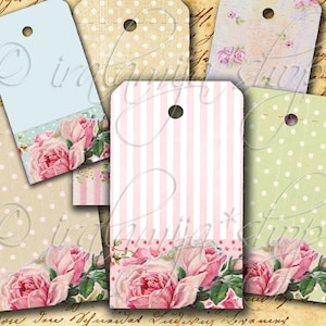 Download para impressão SHABBY FLORAL TAGS colagem Imagens digitais - arquivo para download para impressão - Folha de colagem digital Scrapbook - Porta-joias