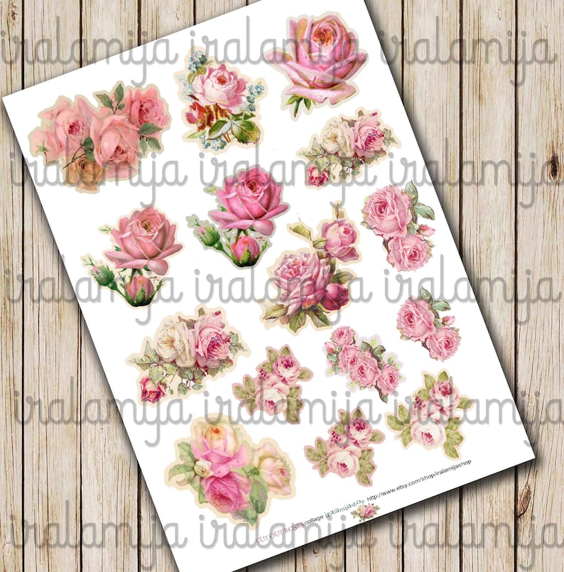 CUT OUT Roses Printable Digital Images / Printable Roses / - Etsy