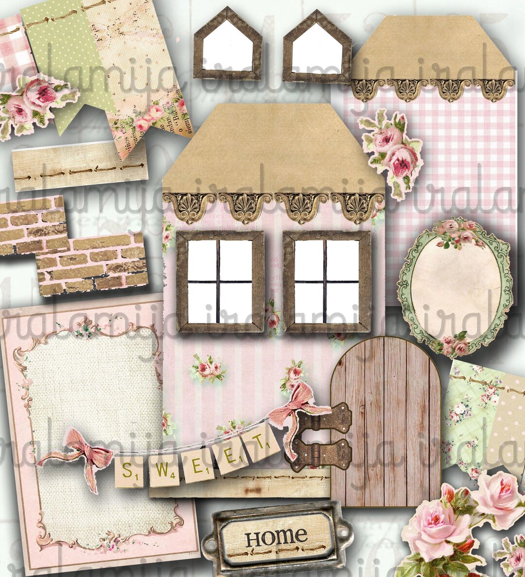 Junk Journal, SHABBY LITTLE House, Digital Download, Vintage House ...