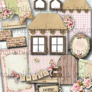 Diario basura, CASA PEQUEÑA Y DESORDENADA, Descarga digital, Casa vintage, Casa destartalada, Imágenes de casas de muñecas, Papel vintage, Efímeras, Casa de papel