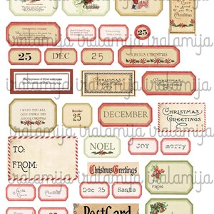 Christmas Labels / ANTIQUE CHRISTMAS Labels / Christmas printable download / Christmas Digital / Scrapbook / Christmas label / Christmas image 3