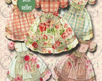 Printable VINTAGE DRESS Digital Download, Floral Paper, Cut Outs, Junk Journal Embellishment, Printable Paper Dress Doll Dress Iralamijashop
