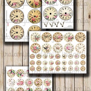 VINTAGE CLOCK Printable / Digital Images / Download /printable Clock / Scrapbook Paper/ Vintage ...