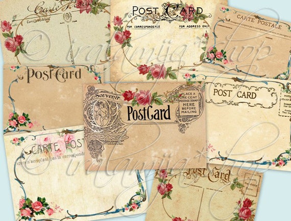 POST CARDS Printable Digital Images printable download / Vintage Postcards / Printable Postcards / Paper / Scrapbook / Postcards / Post card