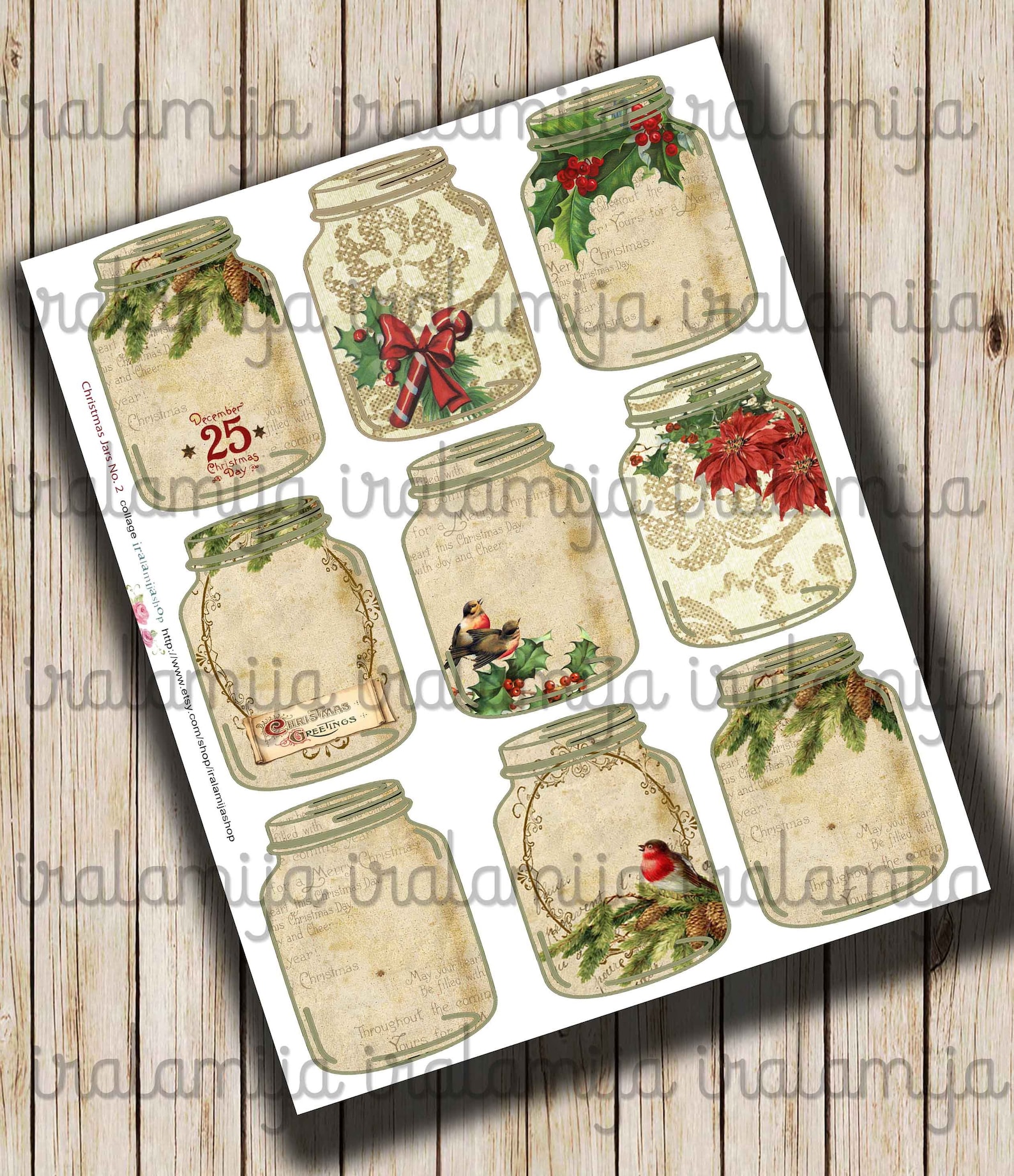 CHRISTMAS JARS No. 2 Printable Jars Digital Images Download - Etsy