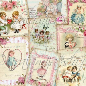 MEINE LIEBE, Valentinstag Digital Download, Vintage Valentinstag, Karten, Floral, Junk Journal, Valentinstag download / Valentinstag, Iralamijashop, Tags