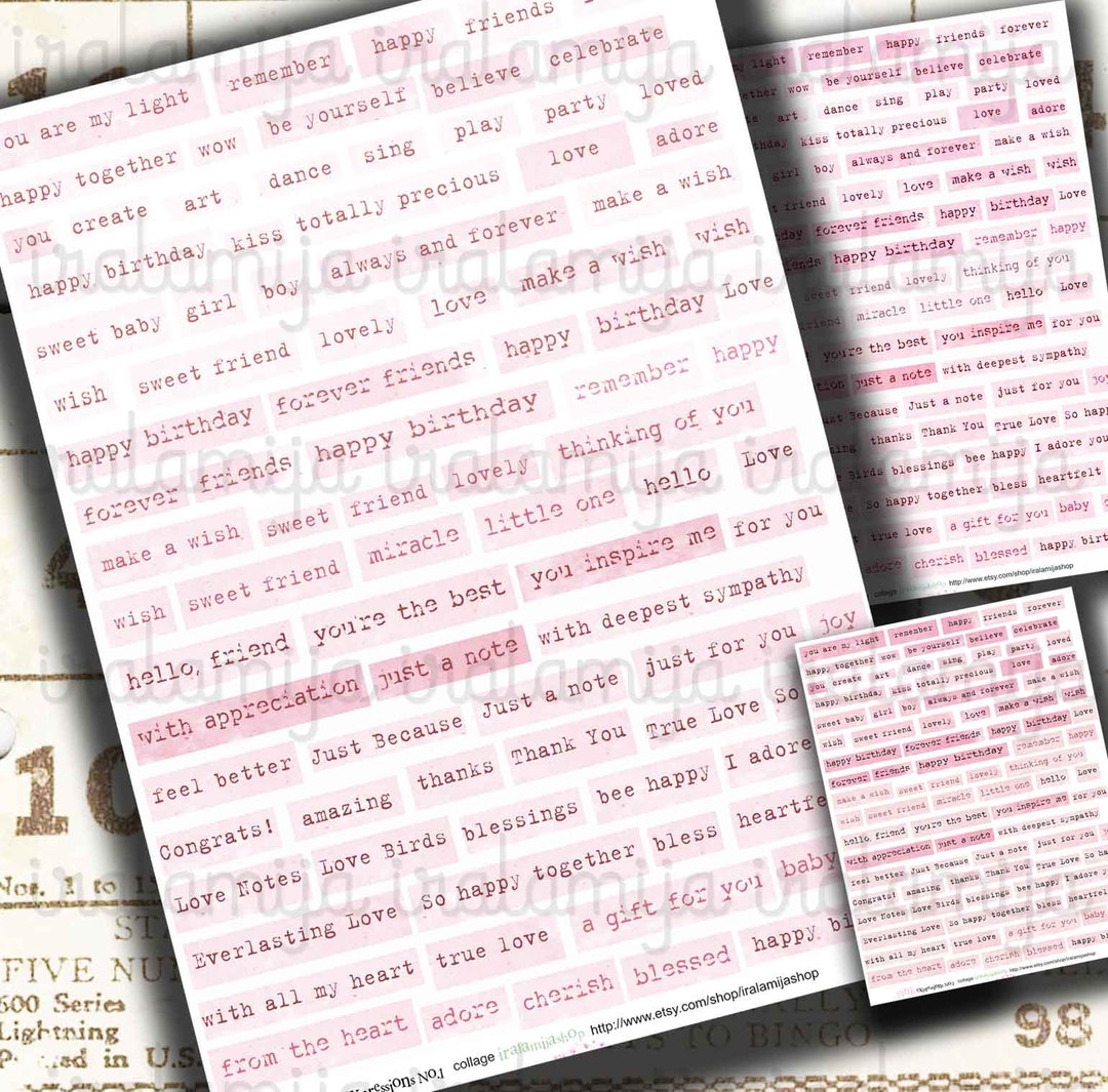 PINK EXPRESSIONS No.1 Collage Digital Images -printable Download ...