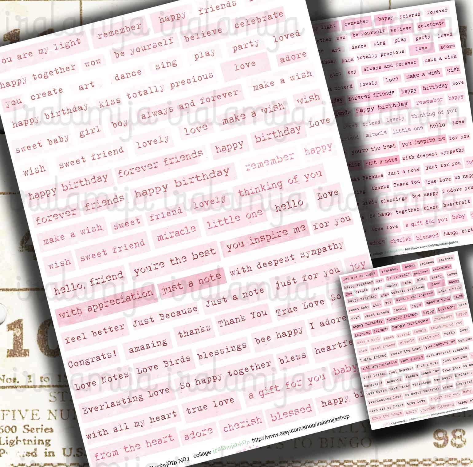 PINK EXPRESSIONS No.1 Collage Digital Images printable - Etsy