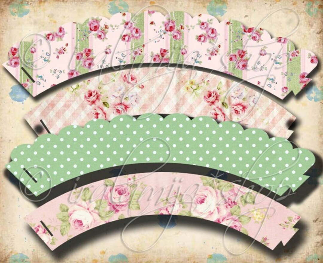 SHABBY CUPCAKE WRAPPERS Printable / Printable Download/ Cupcake ...
