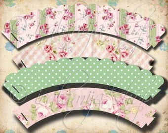ENVOLTORIOS PARA CUPCAKES SHABBY Imprimibles / descarga imprimible / Envoltorios para cupcakes / Soportes para cupcakes / Cupcake / Cumpleaños / Cupcake para fiestas / Cupcakes