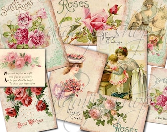 ROSES Collage Digital Images -printable download file-