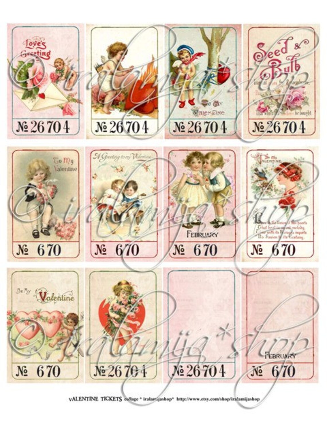 Printable Valentine / VALENTINE TICKETS Collage / Valentine - Etsy