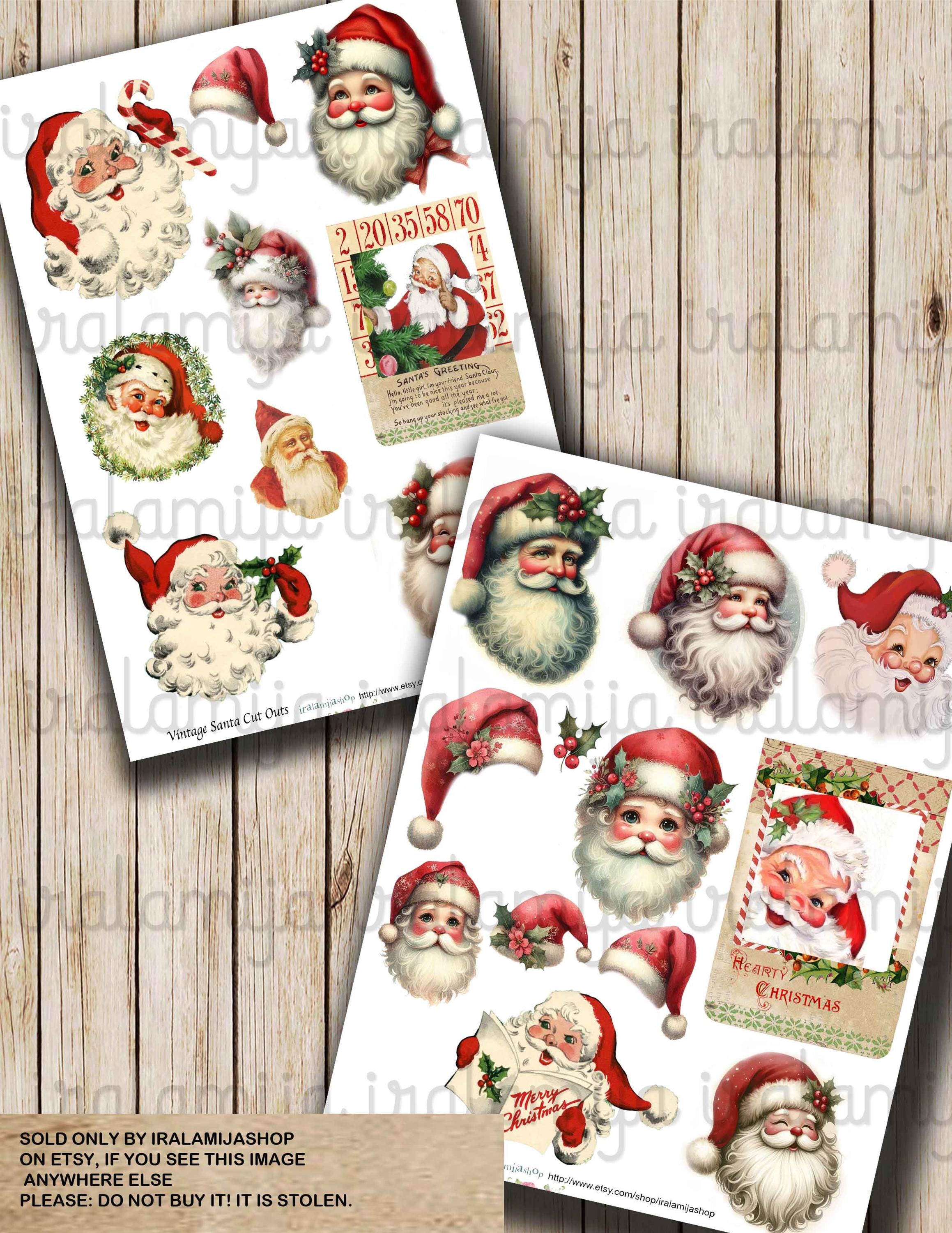 Computer Santa Cut Out VINTAGE SANTA Cut Outs Junk Journal Christmas Ephemera Digital Download ...