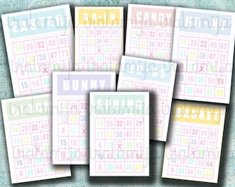 BINGO KARTEN / FRÜHLING Bingokarten / Bingokarten / Bilder / Vintage Stil druckbare Bingokarten / Bingokarte / Rosa Bingokarten / Frühling