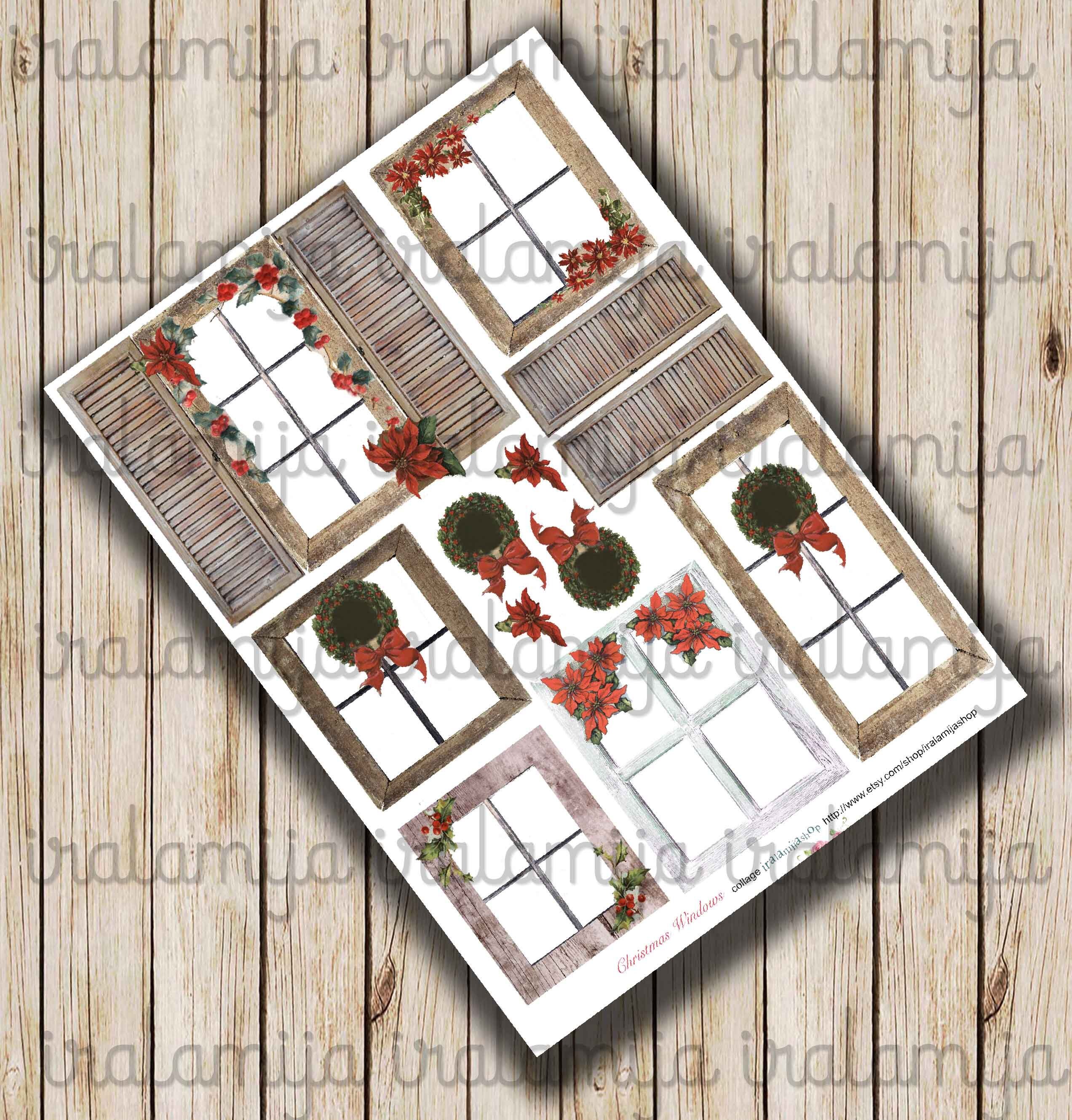 CHRISTMAS WINDOWS Collage Digital Images - Printable Download File ...