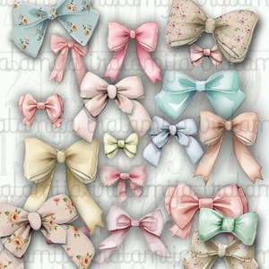 LAZOS, Descarga digital, Floral, Papel, Recortes, Junk Journal, Adornos, Imprimibles, Papel, Vestido de muñeca, Lazos de cinta, Iralamijashop