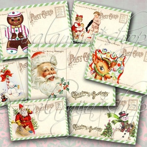 WEIHNACHTEN-POSTKARTEN Junk Journal, Daumenloch, Planer, Tags, Ephemera, Weihnachtsmann, Vintage, Serviettentechnik, Mixed Media, Printable, Karten