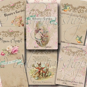 Etiquettes pour la maison et le coeur, journal indésirable, éphémères, imprimable, minable, cartes, ATC, étiquettes, agenda, floral, vintage, étiquettes, carte postale, Iralamijashop