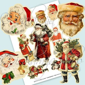 Printable SANTA CLAUS CuT Outs collage Digital Images  -printable download file- Digital Collage Sheet Vintage Paper Scrapbook