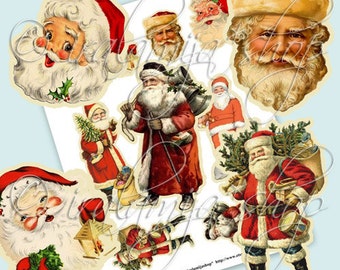 Printable SANTA CLAUS CuT Outs collage Digital Images  -printable download file- Digital Collage Sheet Vintage Paper Scrapbook