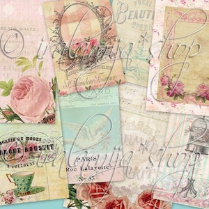 TAGS SHABBY CHIC, Download digital, Digital, Papel, Junk Journal, Floral, Romance, Etiquetas, Cartões, Iralamiashop, Flip Book, Etiquetas, Cartões, Etiquetas