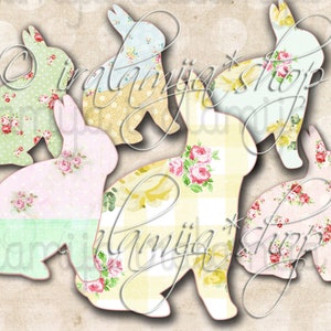 EASTER RABBIT Collage Digital Images -printable download file- Scrapbook paper