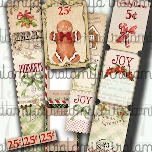 Printable Tickets /MERRY CHRISTMAS TIcKETS / Digital Downloads /Printable Tickets / Digital Images -printable download / Junk Journal
