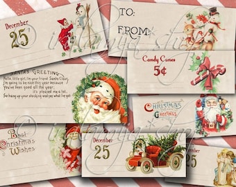 CHRISTMAS TIME TIcKETS Collage Digital Images -printable download file-
