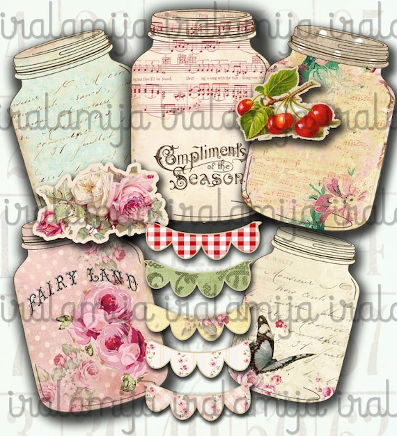 Printable VINTAGE JARS / Printable Mason Jar Images / Mason | Etsy