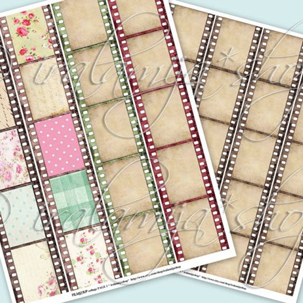 FILM STRIP collage Digital Images  -printable download file- Photo Film - Photo Digital Download -Photography Film - Film Photo - Photos