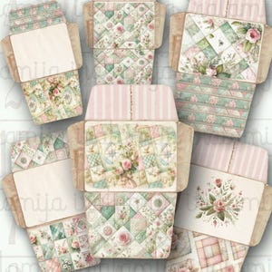 Sobres QUILT Kit de diario basura Sobres de papel, Sobres estilo vintage Floral, Diario de rosas Iralamijashop Descarga digital Imprimible