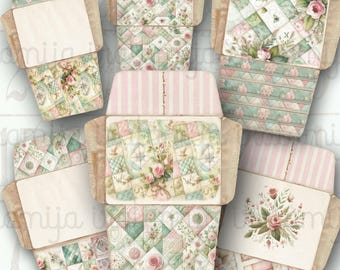 Quilt Umschläge Junk Journal Kit Papierumschläge, Vintage-Stil Umschläge Floral, Rosen Journal Iralamijashop Digital Download druckbare