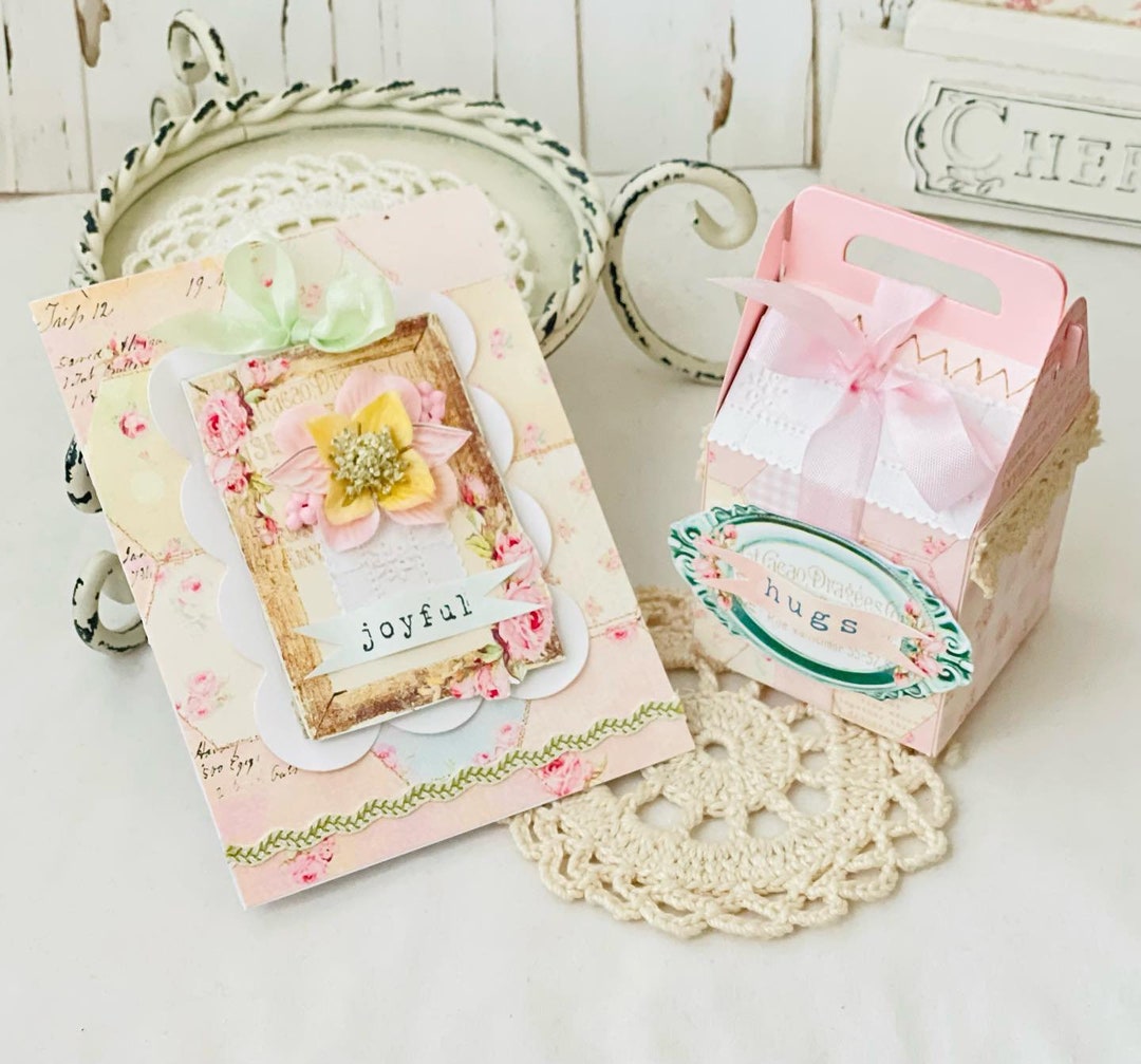 Card and Box Set / Handmade Card / Gift Set Shabby Chic Etsy