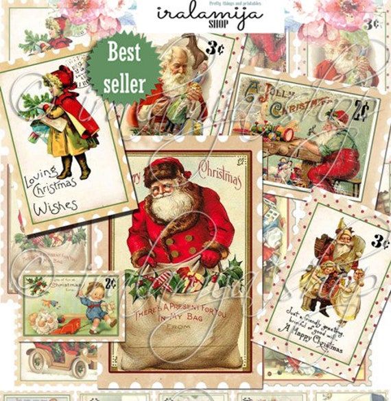 Christmas Postage 2022 Printable Christmas Postage Stamps / Christmas Digital Images | Etsy India