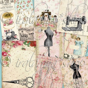 mit Liebe genäht Collage Digitalbilder - printable Download Datei -