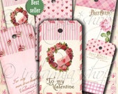 ANTIQUE VALENTINE TAGS Printable Digital Images -printable download file- Valentines Day Tags -Printable Valentine Tags-digital download