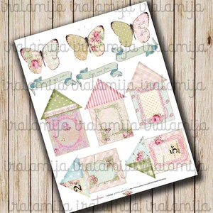 Printable Butterflies / SWEET HOME Digital Images / Printable Houses / House images/ Shabby House / House clip art / Planner / Junk Journal image 2