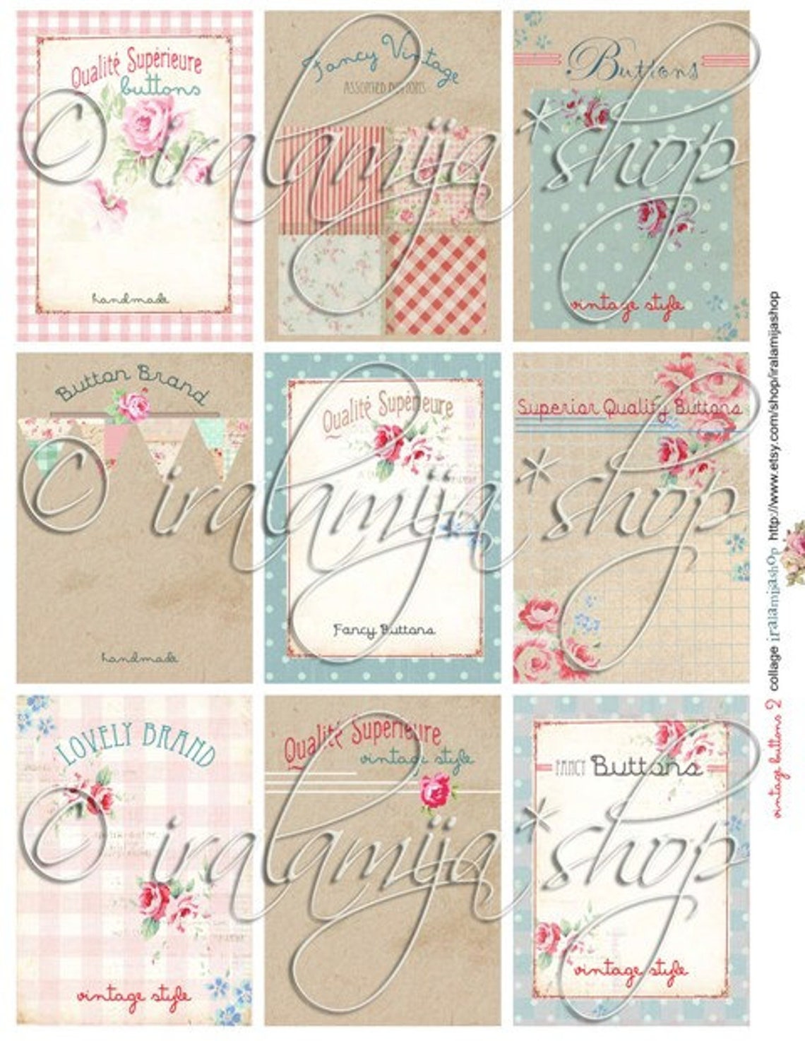 VINTAGE BUTTONS Printable Digital Images printable Download/ - Etsy